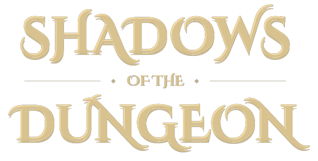 Shadows of the Dungeon logo in flat gold